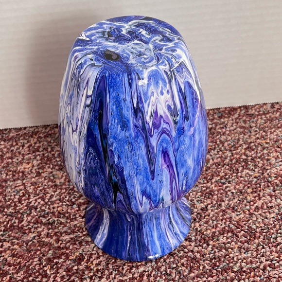 Multi-Color Pour Painted Glass Vase with Resin Topcoat - Handmade - Picture 8 of 10